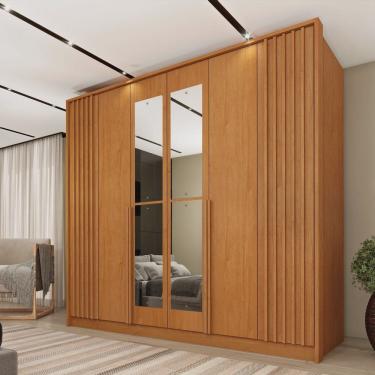 Imagem de Guarda Roupa 6 Portas Ripado 244cm Nova York Flex com Espelho Espresso