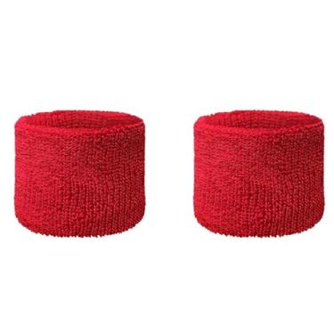 Imagem de Couver Pulseira de moletom juvenil de algodão felpudo vermelho de 7,6 cm para esportes e mais, 1 par