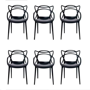 Imagem de Conjunto Com 6 Cadeiras Allegra Preta Polipropileno Monobloco