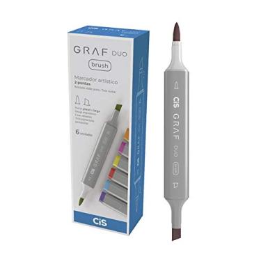 Imagem de Marcador Graf Duo Brush, CIS, Chocolate, Caixa com 6 unidades