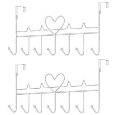Imagem de Gancho sobre a porta, cabide sobre porta para casaco, toalha, bolsa, roupão (pacote com 2, branco)