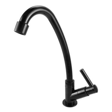 Imagem de Torneira Cozinha Bica Móvel Bancada Abs AllBlack 1167 C-66 1/4 de Volt