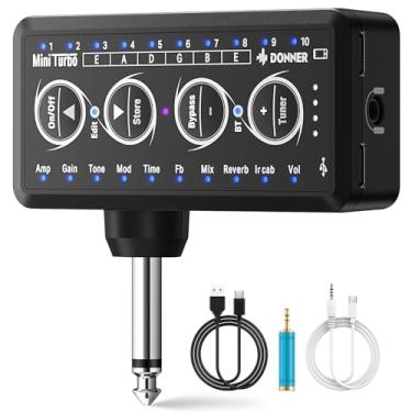 Imagem de Donner Amplificador De Fone De Ouvido De Guitarra Mini Turbo Com 10 Modelos De Afinador Usb Recarregável Multi-Efeitos Delay Reverb Chorus Overdrive Mini Amplificador De Guitarra Elétrica Portátil
