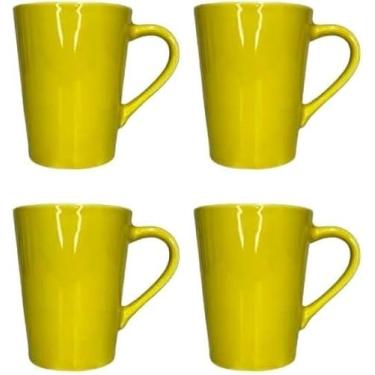 Imagem de Conjunto Com 4 Canecas Tulipas Cónicas Porcelana Colorida 220 Ml (Amarelo)