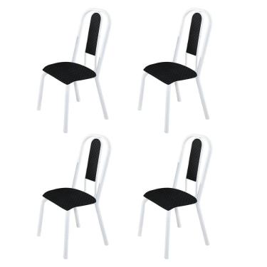 Imagem de Kit com 04 Cadeiras para de Sala de Jantar Fortaleza Preto Liso / Branco