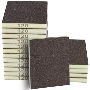 Imagem de Necosthua 16 peças de esponja de lixa de 120 grãos, bloco de lixamento grosso médio, esponja de lixa seca úmida lavável e reutilizável, esponjas de lixadeira para madeira, drywall, metal, madeira