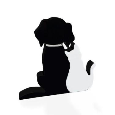 Imagem de Cão E Gato Mdf Decoryou - Ref 317 Preto/Branco 20x21cm