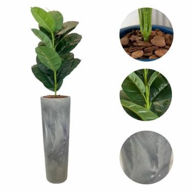 Imagem de Planta Artificial Ficus Lyrata Jiboia Vaso Alto Marmorizado - FlorImp