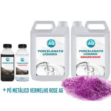 Imagem de Kit Porcelanato Líquido Metálico Vermelho Rose AG por M² - Resinas ag