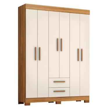 Imagem de Guarda Roupas Casal 6 Portas 2 Gavetas Libano Madeirado / Off White Notável