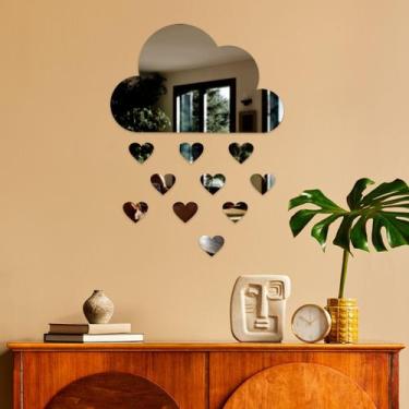 Imagem de Espelho Decorativo Chuva De Amor Prata - Inove Papéis de Parede