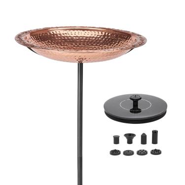 Imagem de Good Directions Banho de cobre para pássaros de 45,72 cm, inclui fonte de água solar, inclui poste de jardim durável