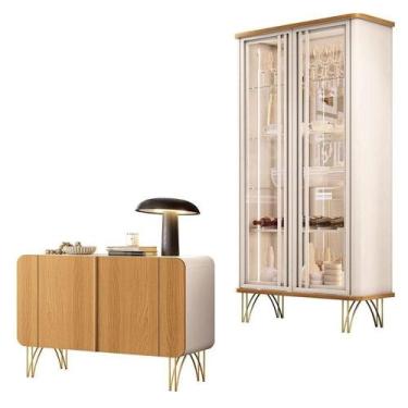 Imagem de Buffet Benvenuto E Cristaleira évora Off White Cinamomo - Hb Móveis