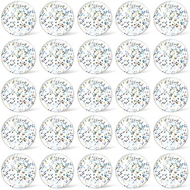 Imagem de Hungdao Bola de praia inflável com glitter, 25 peças, 20 cm, mini bola de confete flutuante transparente para crianças, tema de piscina, festa para decoração de festa temática havaiana, lembrancinhas, suprimentos, prata