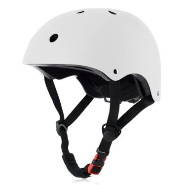 Imagem de OUWOR Capacete de skate juvenil para meninos e meninas, leve ajustável, multiesportivo para bicicleta, patinete (branco, médio)