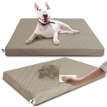 Imagem de GUANGDEEN Cama de couro para cães médios, à prova d'água, resistente a pelos, com capa removível, cama fácil de limpar para caixa