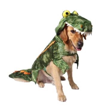 Imagem de MUYAOPET Fantasia de Cachorro Crocodilo Halloween Pequeno Grande Roupas para Cães Vestido de FestaMuYaoPet XL verde