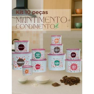 Imagem de Kit de Mantimentos Linha Floral  Organização com Delicadeza 10 Potes -