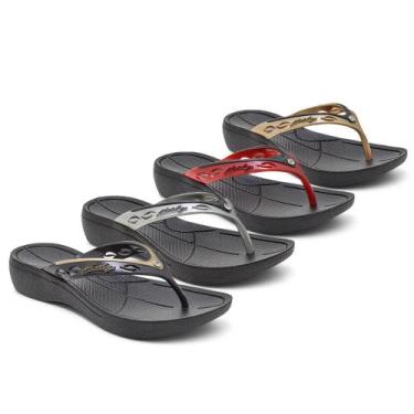 Imagem de kit 4 pares chinelo feminino com salto anti impacto ortopédicos - alca