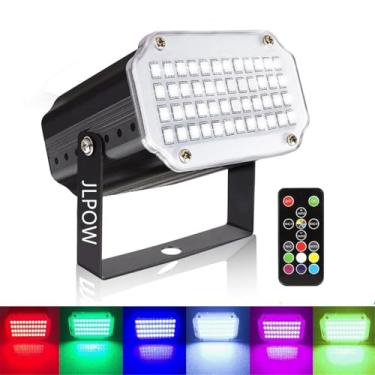Imagem de Luz estroboscópica com controle remoto, mini luzes estroboscópicas JLPOW ativadas por som, LED 48 RGB super brilhante, iluminação de palco de controle remoto, melhor para DJs, festas, clube, discoteca karaokê