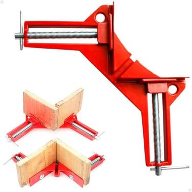 Imagem de Kit 4 Peças Grampo Sargento Canto Angular 75 Mm 2 Morsas Cantoneira Marcenaria Vidraçaria