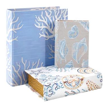 Imagem de Jolitac Caixas de livros decorativas de madeira, pacote com 3 - caixas de armazenamento secretas estilo vintage, recipientes de armazenamento de madeira feitos à mão com fecho magnético rústico para