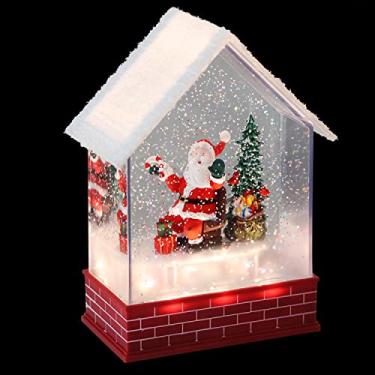 Imagem de Wondise Globos De Neve Natal Com Temporizador, Iluminados, Alimentados Por Usb/Pilhas, Água Cantante, Casa Brilhante, Decoração Festival (Papai Noel)