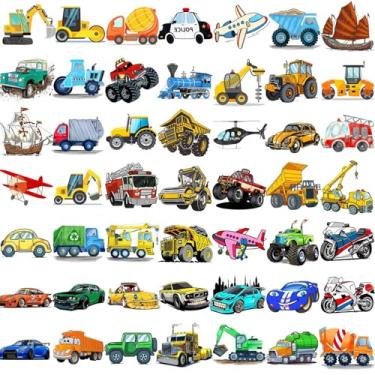 Imagem de JOEHAPY 50 Peças De Tatuagens Temporárias Fofas Desenho Animado Construção Para Crianças, Meninos, Rosto, Braço, Construtor 3D, Escavadeira, Caminhão Monstro, Carro Corrida, Adesivo Tatuagem Falsa,