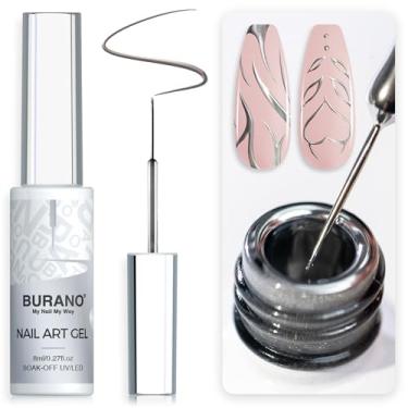Imagem de BURANO Esmalte Em Gel Holográfico, Delineador Artístico, Design Com Glitter Refletivo, 1 Frasco, Pincel Fino Embutido, Cura Cromada Necessária, 8 Ml (Prata)