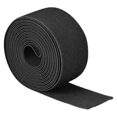 Imagem de Boxonly Banda elástica larga de sarja dupla face 5.0 cm Flat 4 Yard Woven Elastic Band Knit Elastic Spool Heavy Stretch Strap 5 cm de largura preta para costura, cintura