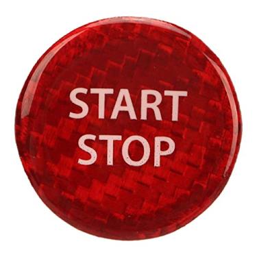 Imagem de Capa de botão de partida de fibra de carbono para GTR R35 2008-2016 preta fácil instalação proteção de acabamento interior do carro (vermelho)