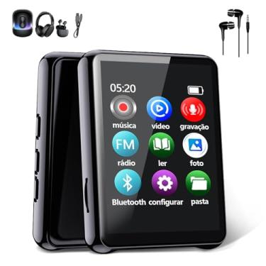 Imagem de MP3 Player Multifuncional Portátil, Bluetooth, Tela 4.3cm, Rádio FM, Gravador de Voz, com Fones de Ouvido, Preto