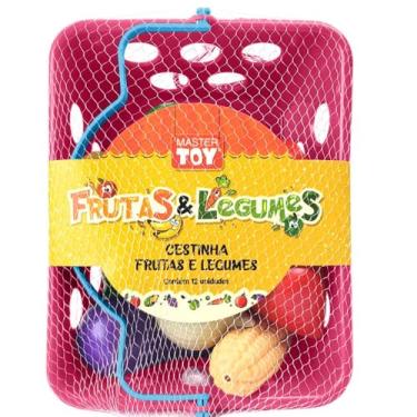 Imagem de Cesta de Brinquedo com Frutas e Legumes, Conjunto Infantil para Mercadinho