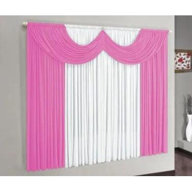Imagem de Cortina de Malha 2,00m x 1,70m Paris - SHOP CASA NOBRE, ROSA/BRANCO