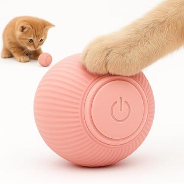 Imagem de Bola Giratória Inteligente para Pets, Recarregável USB, com LED Interativo, Movimento Automático, Anti-Estresse, Rosa