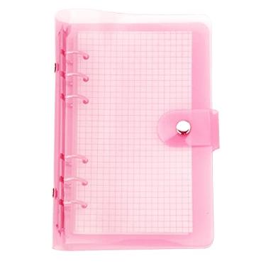 Imagem de A6 A5 Capa de PVC colorida com 6 furos, organizador pessoal com fecho de botão de pressão, pasta de arquivo para caderno de folhas soltas (A6, mini conjunto, rosa sachê)