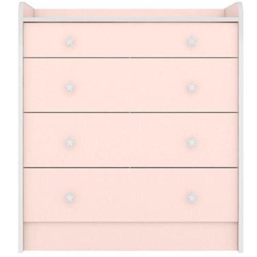 Imagem de Cômoda Com Trocador Infantil 4 Gavetas Doce Mel Rosa - QMOVI