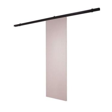 Imagem de Porta De Correr Branco Prime Com Kit Alumínio Preto - 210x70 - Vanin