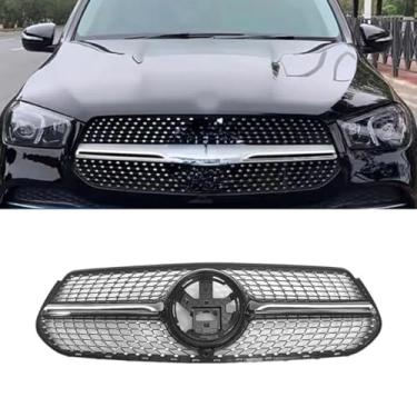 Imagem de Grade de para-choque de carro tiras decorativas grade de corrida estilo OE grade de para-choque dianteiro para GLE W167 2020-2023 parte externa (preto)