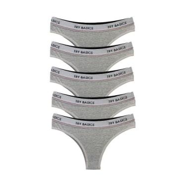 Imagem de Kit 5 Calcinhas Fio Dental Cotton Algodão Confortável com Elástico Try