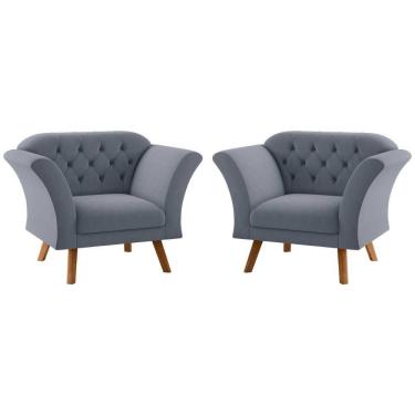 Imagem de Conjunto Poltrona Decorativa Roseira Inca Chumbo