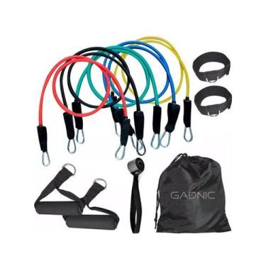 Imagem de Kit 5 Elásticos Extensores + Acessórios de Treino + Bolsa Gadnic