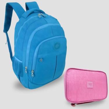 Imagem de Kit Escolar Bolsa Infantil e Estojo Box Feminino Kit Escolar Impermeáv