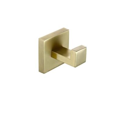 Imagem de Conjunto de acessórios para banheiro, ferragens, decoração, suporte para rolo de papel higiênico, gancho para toalha, prateleira de parede em aço inoxidável dourado escovado (BG-Robe Hook)