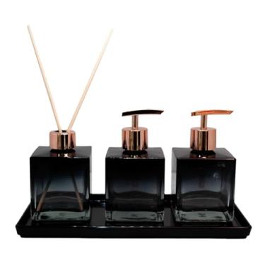 Imagem de Kit Conjunto Banheiro Lavabo Bandeja Saboneteira E Difusor Linha Premium