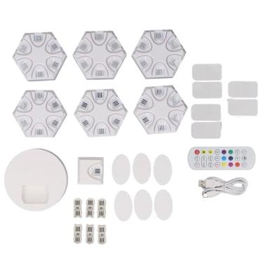 Imagem de Hexágono Luz LED Luzes Hexágono RGB Music Sync Sem Fio Inteligente Painel de Luz Hexagonal para Sala de estar Quarto Festa Home Decor ABS Liga de alumínio 6PCS