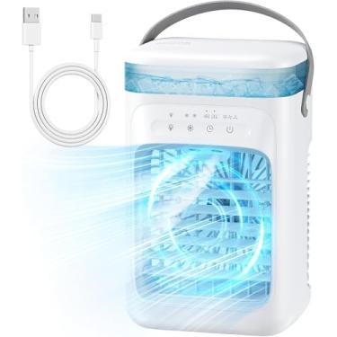 Imagem de Ar condicionado, refrigerador de ar evaporativo de 1000 ml, mini ar condicionado portátil com 3 velocidades e temporizador 4H, unidade CA portátil para quarto, quarto e escritório (branco)
