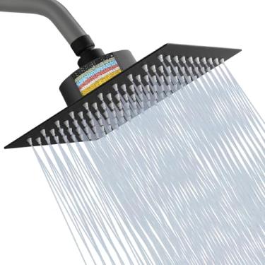 Imagem de Katezon Chuveiro filtrado, chuveiro de alta pressão de aço inoxidável com cartucho de filtro de água dura de 15 estágios para remover cloro e substâncias nocivas (preto fosco, 20 cm)