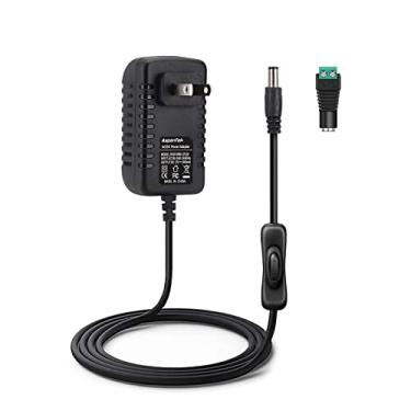 Imagem de AspenTek Fonte de alimentação de 12 V com interruptor para barra de luz LED de 12 V, tira, sinal de neon, CCTV, máximo de 24 watts, 2A, preto, estilo moderno, conector de cilindro CC de 5,5 mm x 2,1