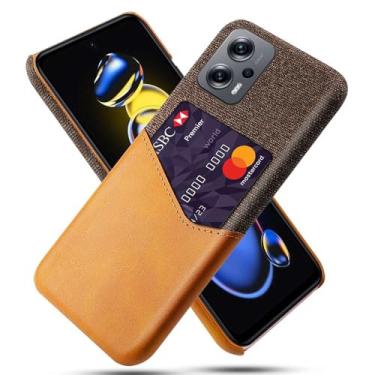 Imagem de Capa para Xiaomi Redmi Note 11T PRO+,Tela e tampa de couro PU,Antideslizante,360°cobertura completa à prova de choque com 1 slot de cartão atrás,Prevenção de queda-Brown